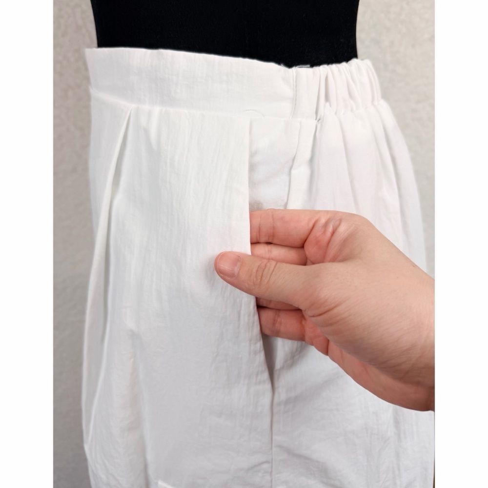 FM2050 • White Cargo Style High-Waisted Maxi Skirt with Drawstring Hem, S - Picture 7 of 14
